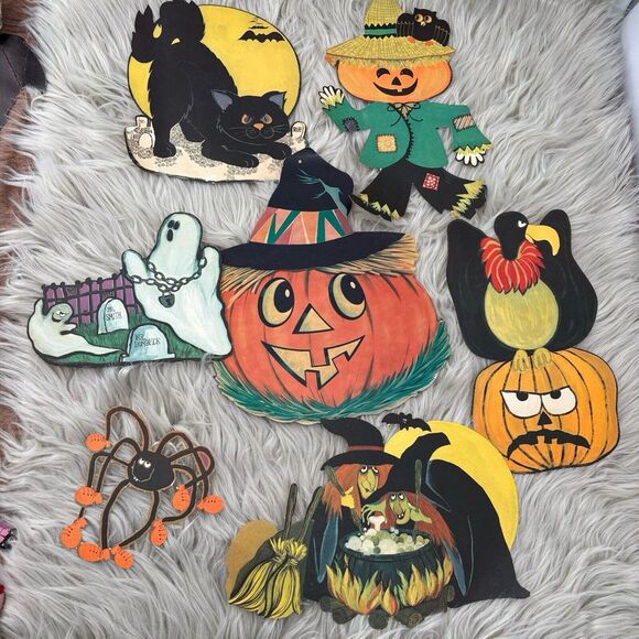 Other - 1970's AMERICAN VINTAGE HALLOWEEN‎ LITHOGRAPHED DIE-CUTS, LOT OF 7